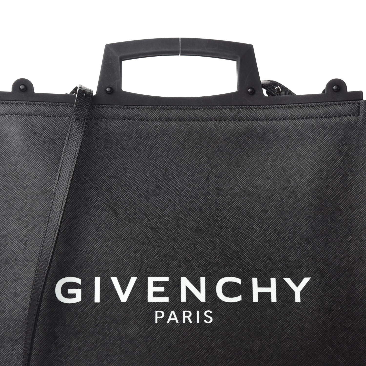Givenchy Textured Coated Canvas Logo Print Medium Rave Tote Black 9 of 9