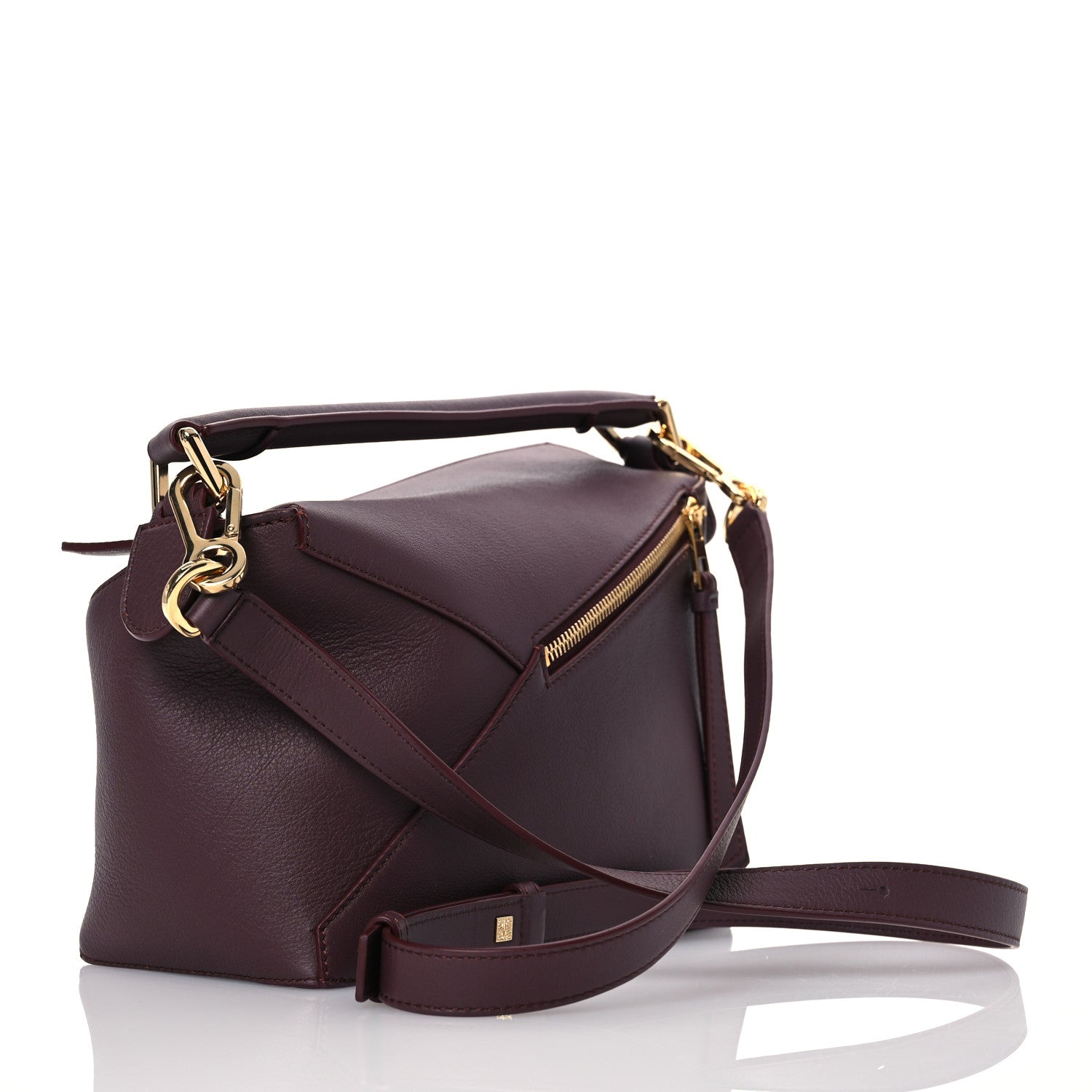 Loewe Soft Grained Calfskin Small Puzzle Edge Bag Dark Burgundy 3 of 14