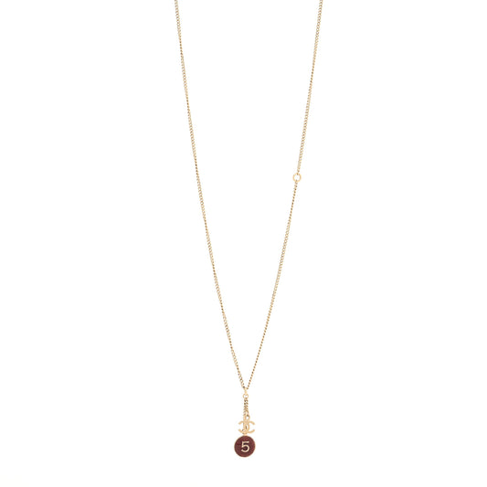 Chain No 5 CC Necklace Red Gold