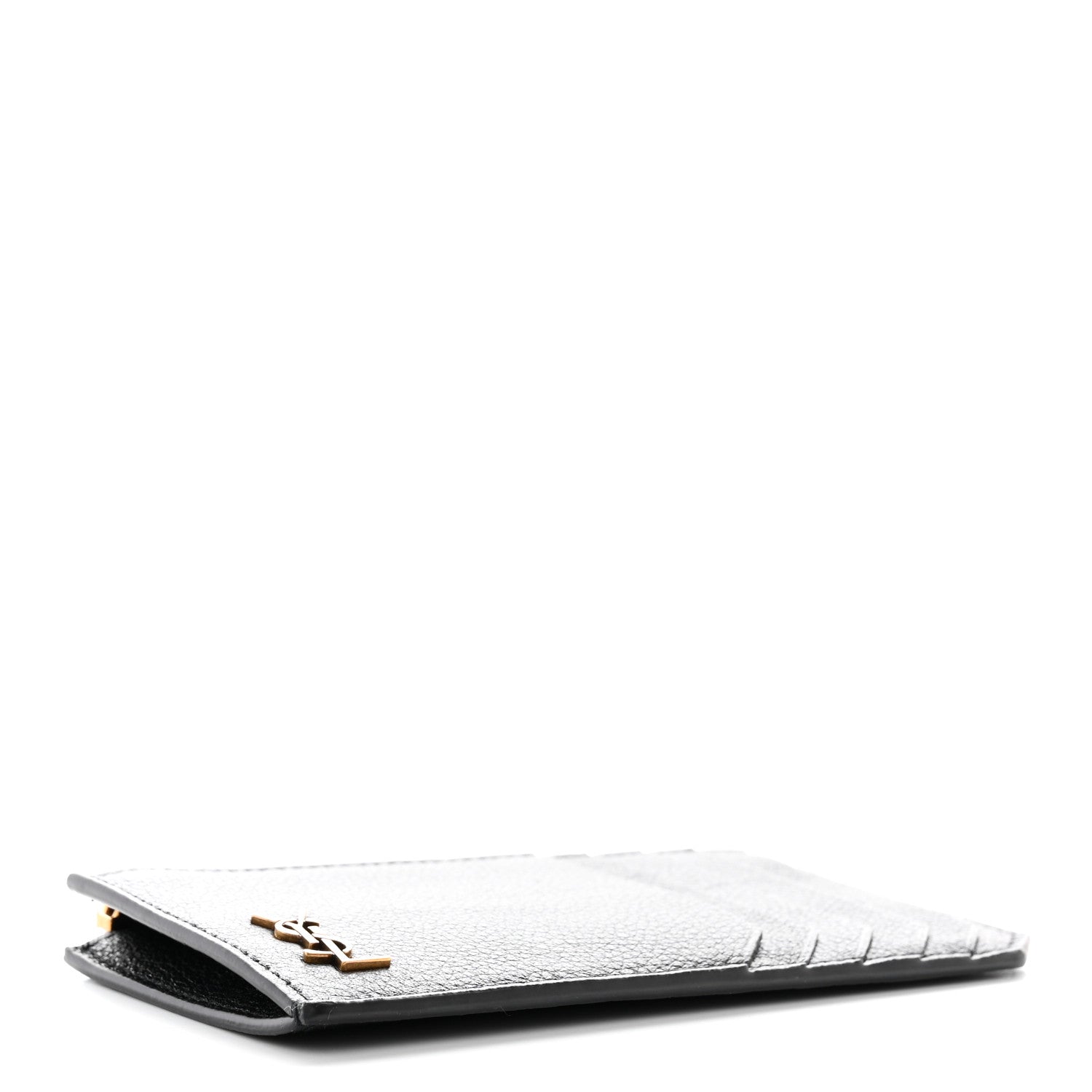 Saint Laurent Grained Calfskin Monogram 5 Fragments Zip Pouch Card Holder Black 4 of 11