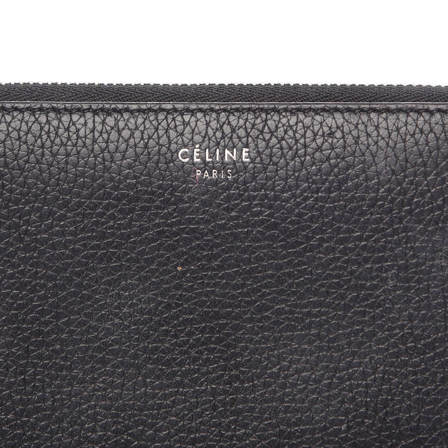 Celine Drummed Calfskin Zip Around Multifunction Wallet Black Citron 8 of 10