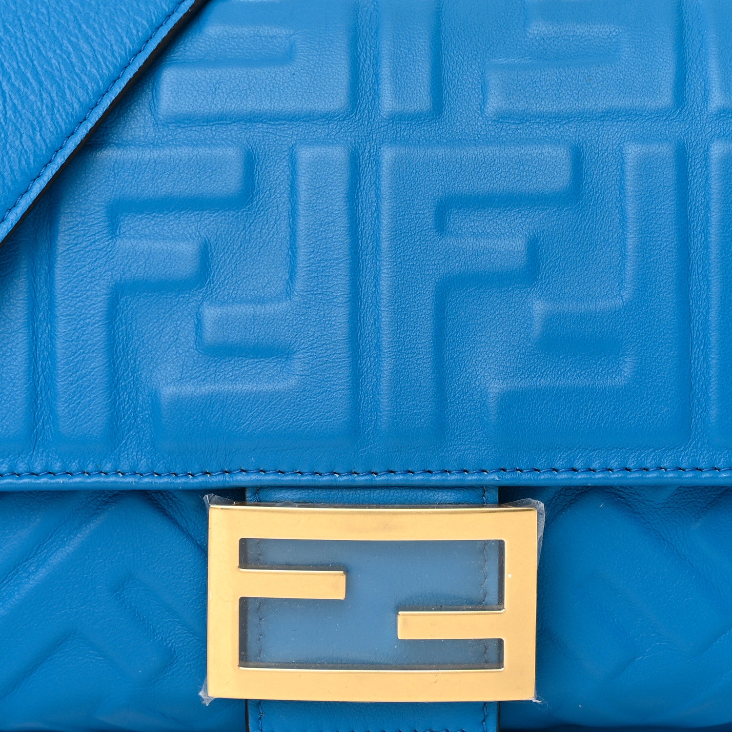 Fendi Nappa FF 1974 Embossed Baguette Blue Royal 8 of 15