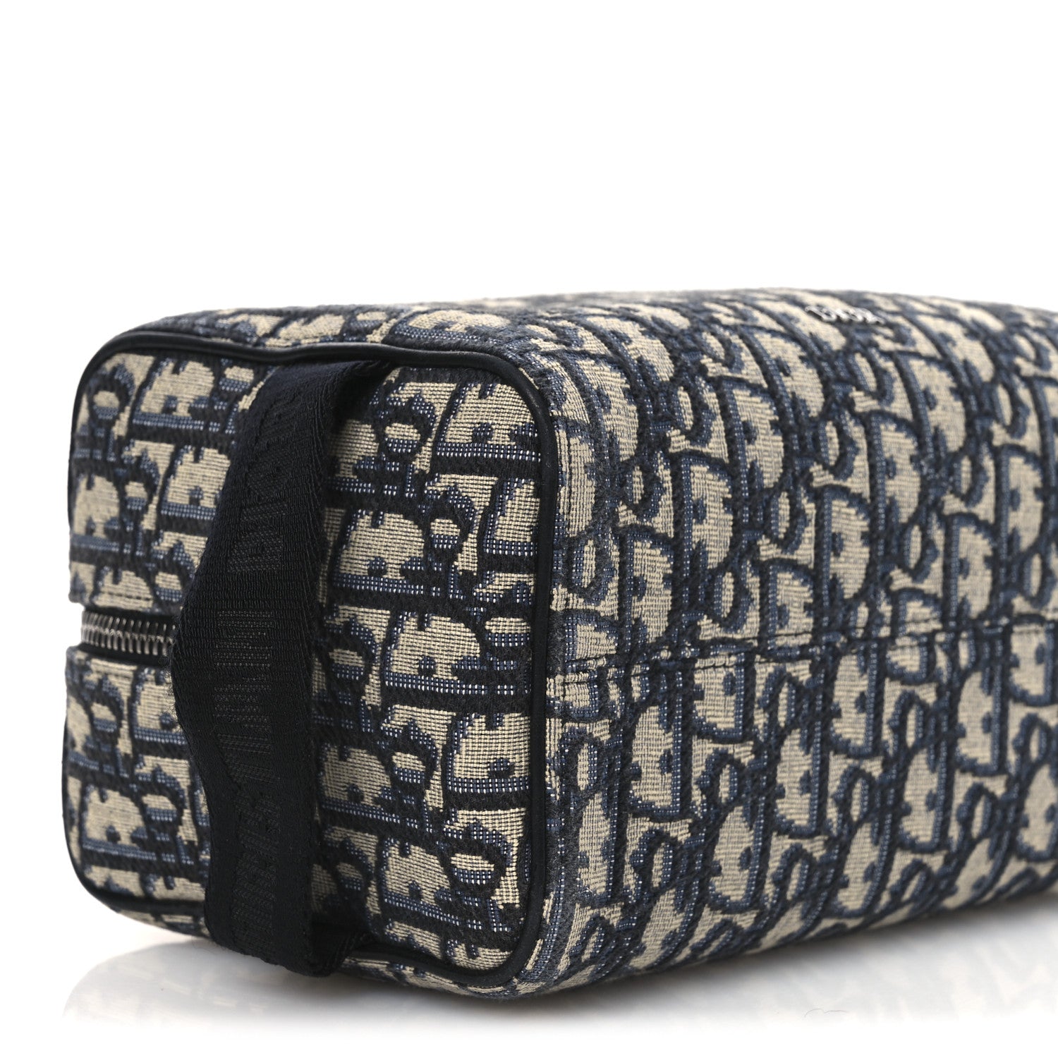 Christian Dior Oblique Jacquard Grained Calfskin Lingot Toiletry Case Blue Black 9 of 11
