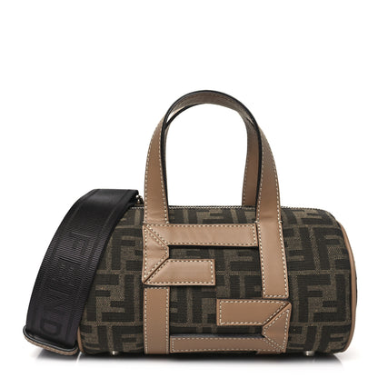 Fendi Recycled Fabric Jacquard Vitello Grace FF 1974 Mini O'Lock Bowling Bag Tobacco Moro Sand 1 of 10