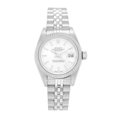Rolex Stainless Steel 18K White Gold 26mm Oyster Perpetual Datejust Watch Silver 79174 1 of 5