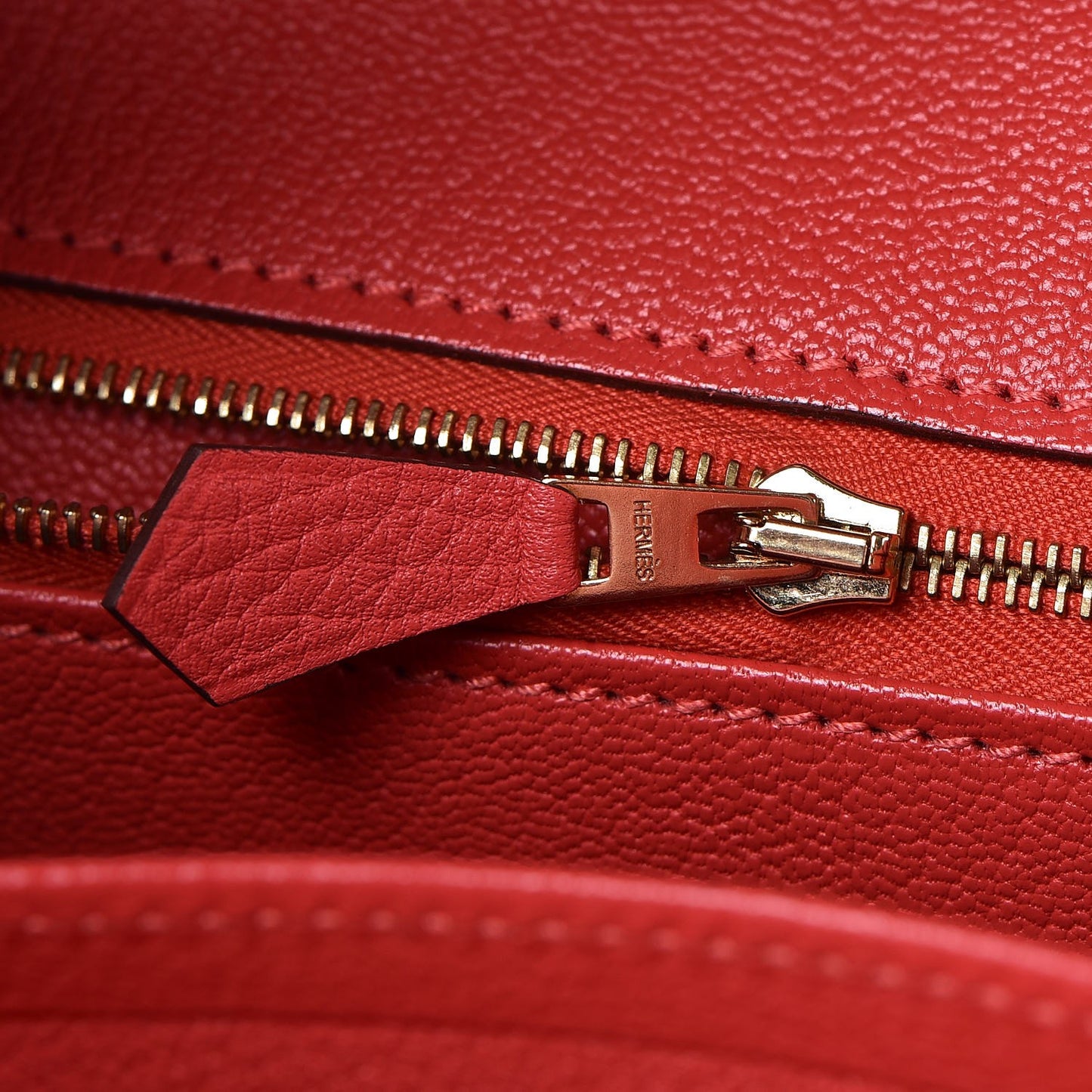 Taurillon Clemence Birkin 35 Rouge Pivoine