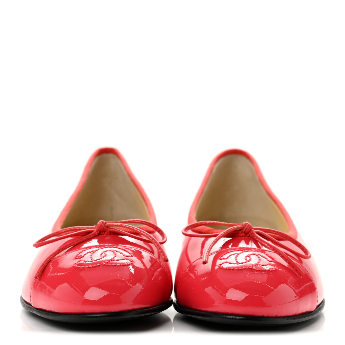 Chanel Patent Calfskin CC Cap Toe Ballerina Flats 36 Coral 3 of 10
