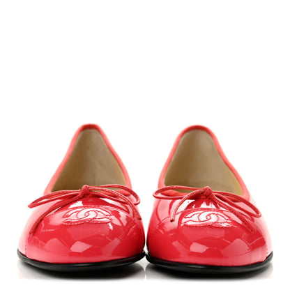 Chanel Patent Calfskin CC Cap Toe Ballerina Flats 36 Coral 3 of 10