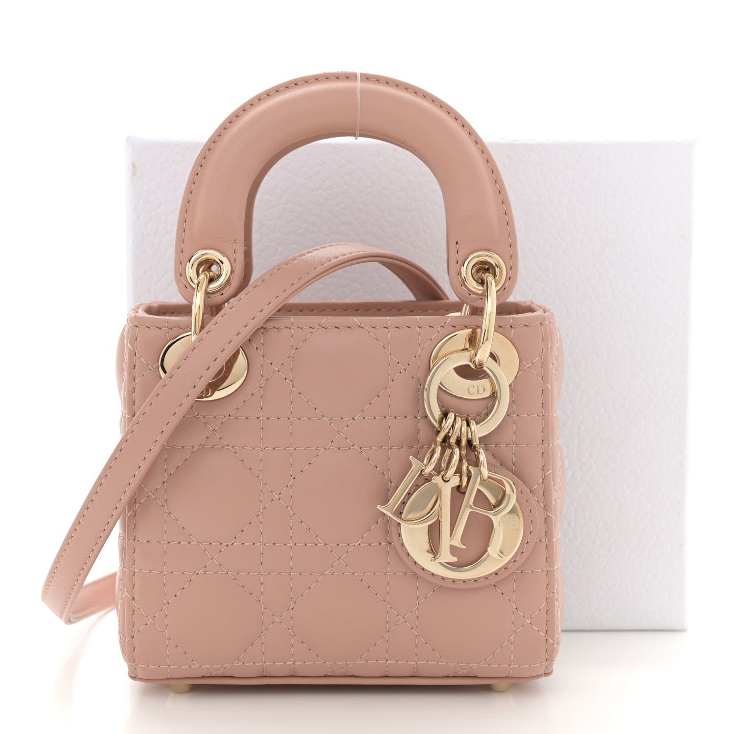 Christian Dior Lambskin Cannage Micro Lady Dior Rose Des Vents 11 of 11