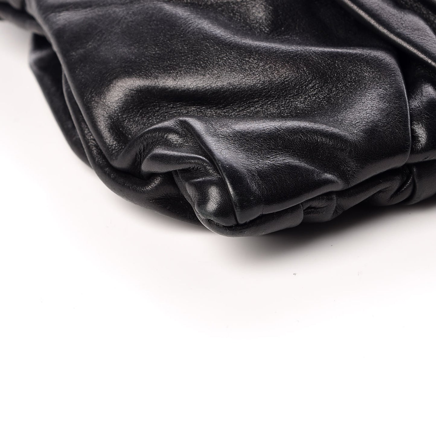 Calfskin Diamond Pleated Clutch Black