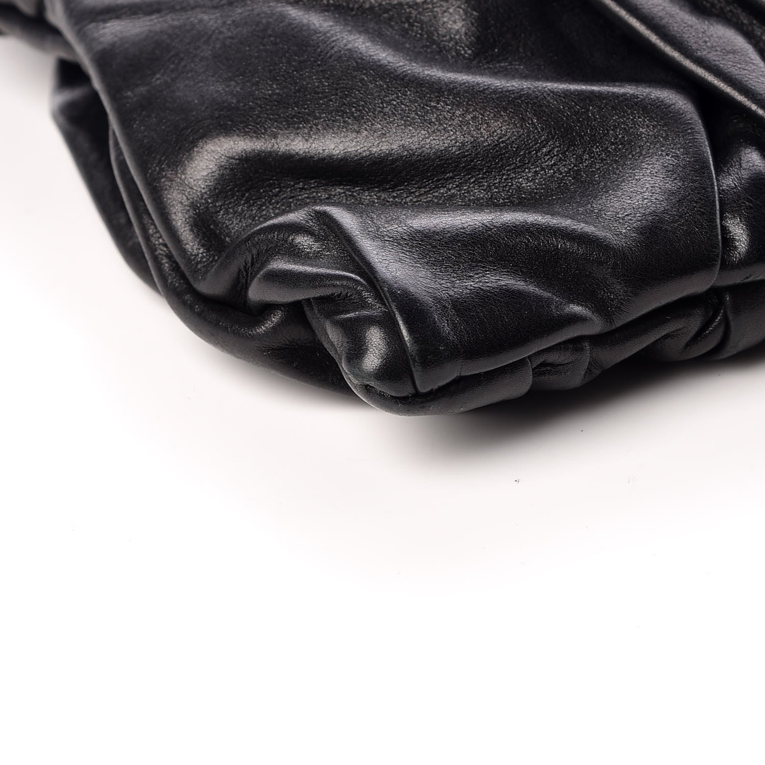 Prada Calfskin Diamond Pleated Clutch Black 8 of 12