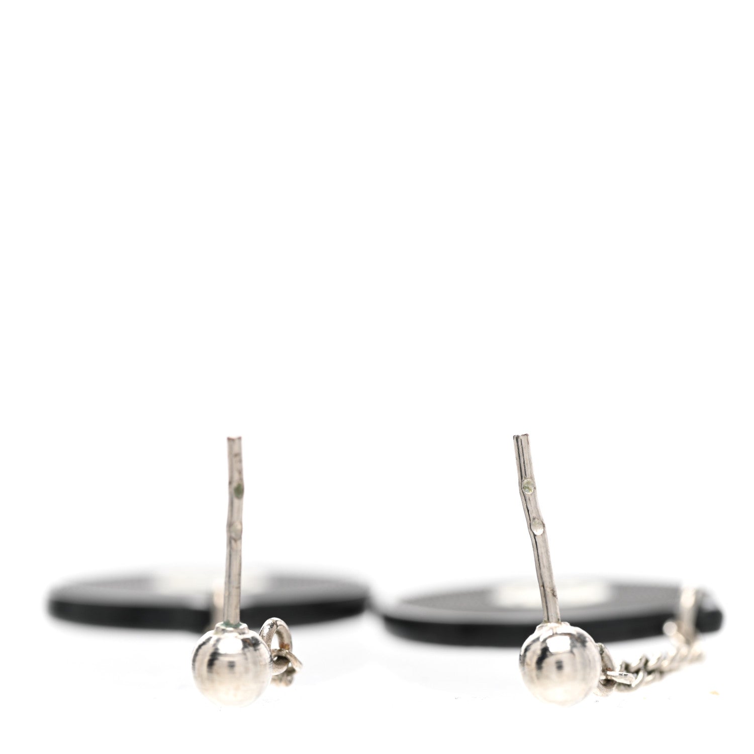 Chanel Resin CC Record Drop Earrings Black 3 of 4