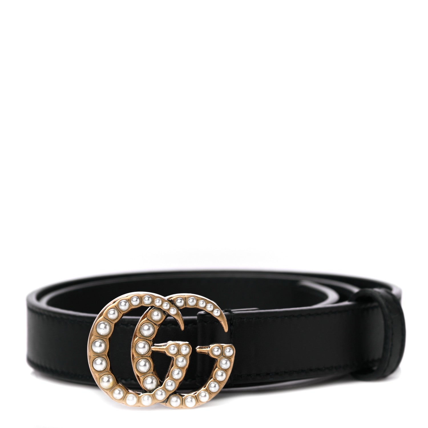Gucci Calfskin Pearl Double G 20mm Belt 65 26 Black Cream 1 of 4