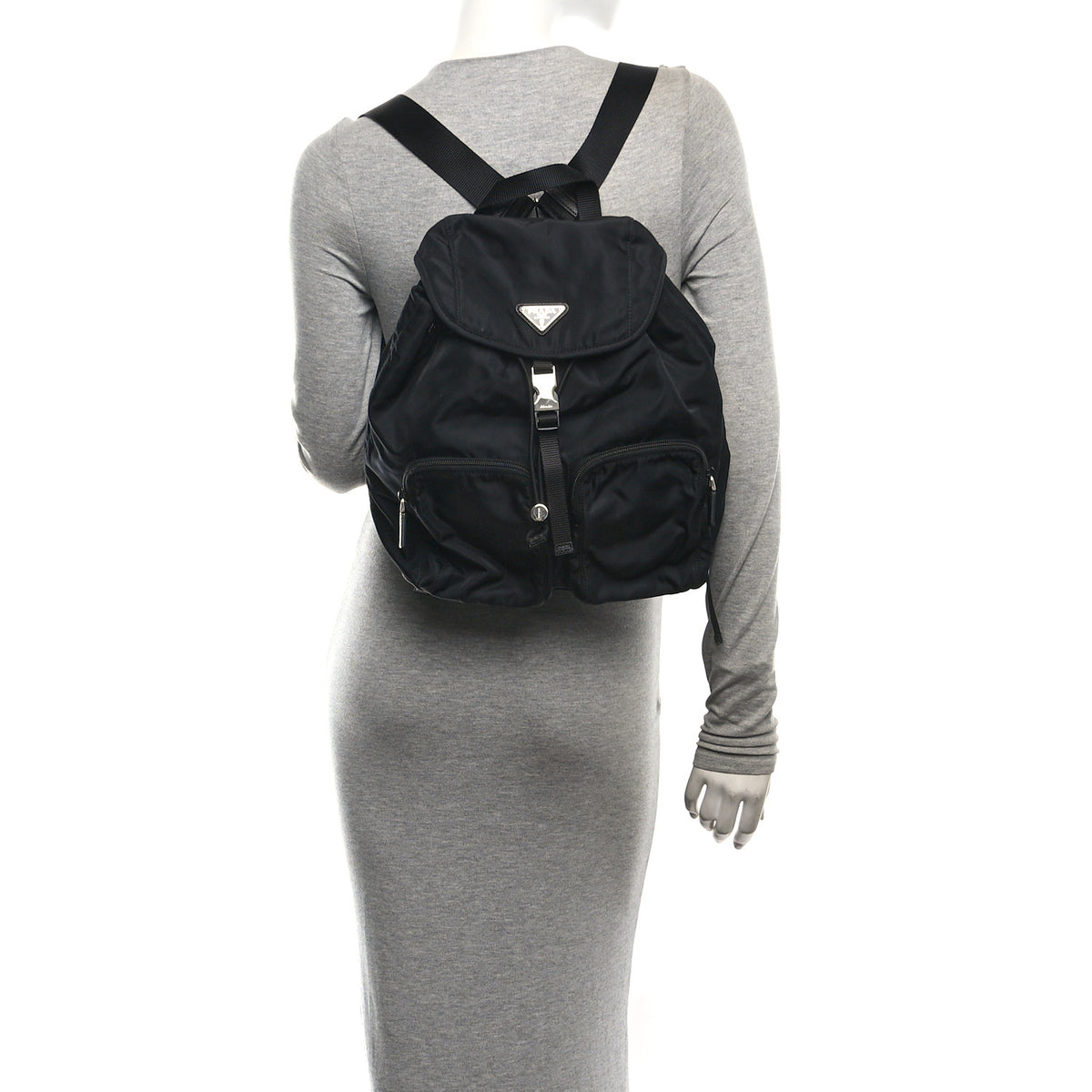 Tessuto Nylon Saffiano Vela Backpack Black