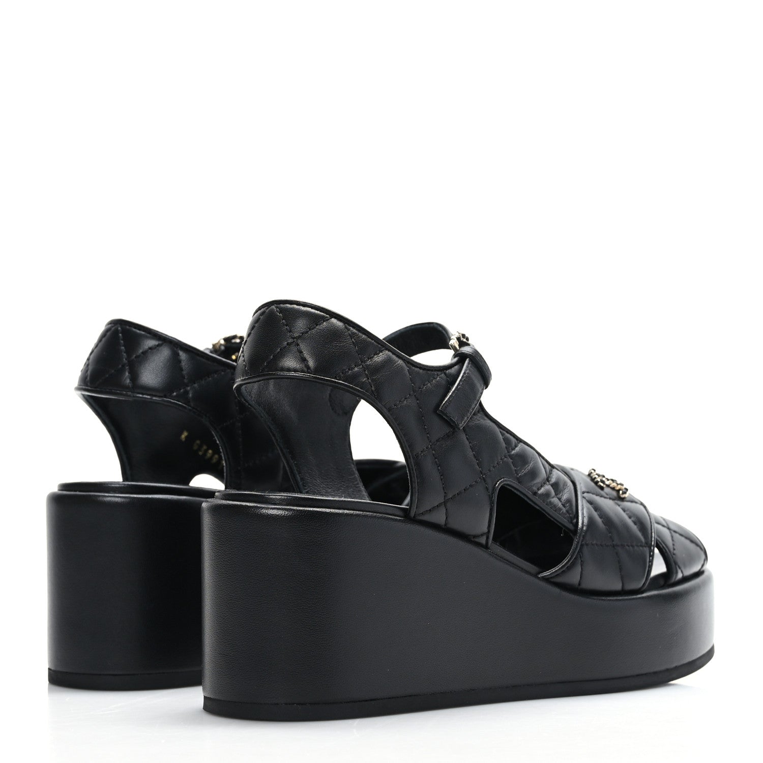 Chanel Lambskin Quilted CC Platform Sandals 36 Black 4 of 8