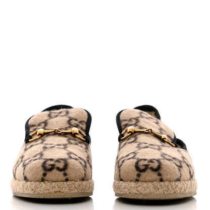 Gucci Covered Wool GG Monogram Womens Fria Horsebit Loafers 39 Beige Ebony Black Butterscotch 2 of 7