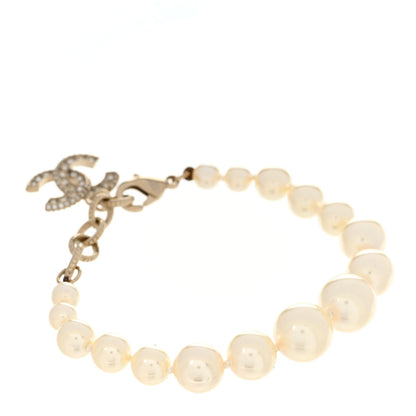 Chanel Graduated Pearl Crystal CC Bracelet Gold 3 of 5