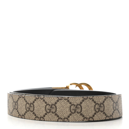 Gucci GG Supreme Monogram Plutone Calfskin Double G Reversible 30mm Belt 95 38 Beige Ebony Black 2 of 5