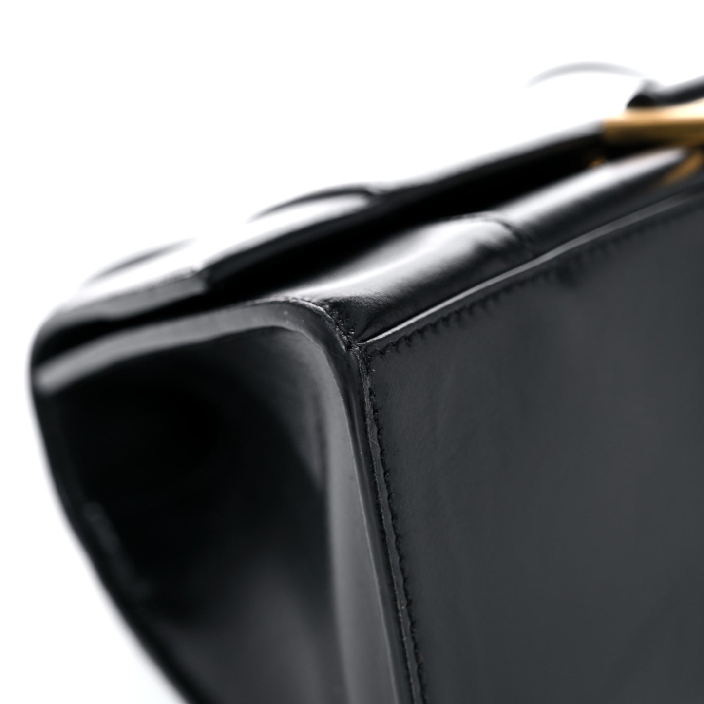 Shiny Box Calfskin Small Hourglass Top Handle Bag Black