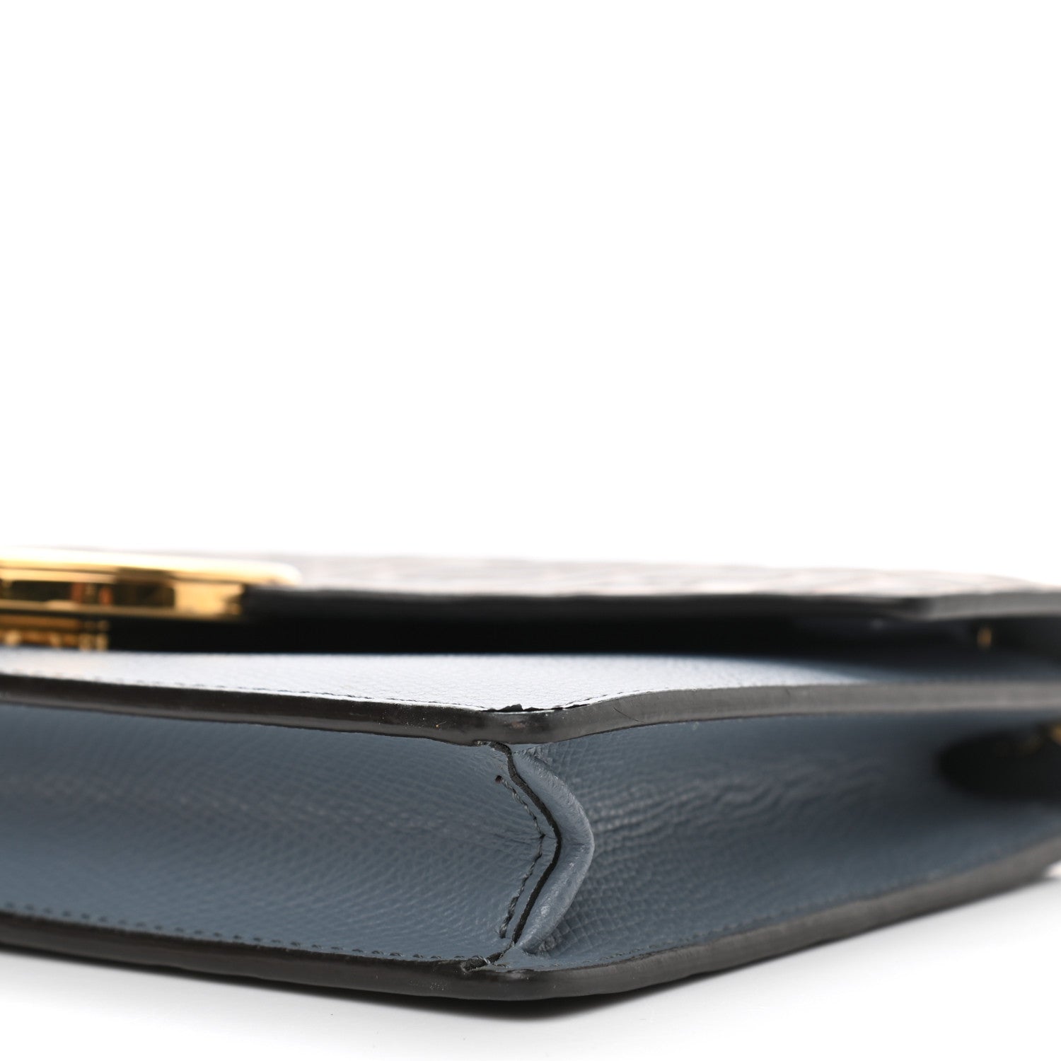 Fendi Vitello Cruise F is Fendi Bi-Color FF 1974 Embossed Medium Envelope Wallet On Chain Maya Black Azzurro Merlino 11 of 12