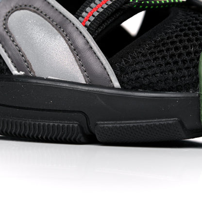 Gucci Mesh Fabric Mens Tinsel Sport Sandals 11 Black Silver Green 10 of 13