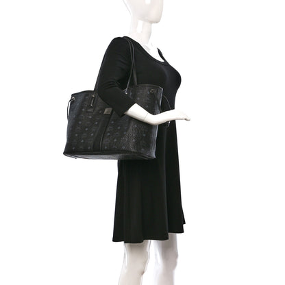 MCM Grained Calfskin Visetos Medium Liz Reversible Shopper Tote Black 2 of 19