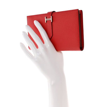 Hermes Epsom Bearn Gusset Wallet Rouge Casaque 2 of 7