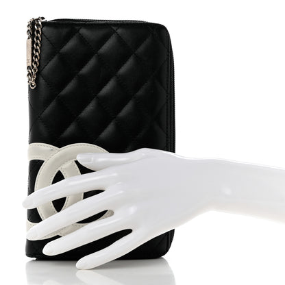 Chanel Calfskin Cambon Zip Around Organizer Wallet Black White 2 of 9