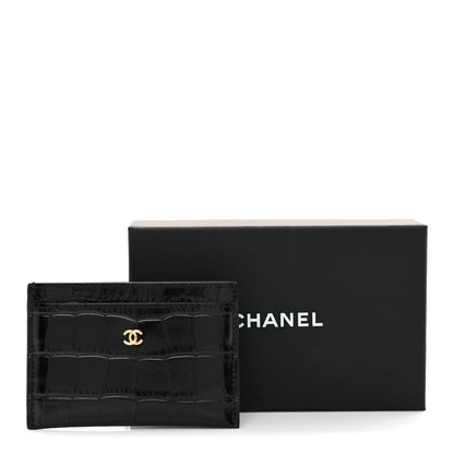 Chanel Calfskin Crocodile Embossed Crococo Card Holder Black 8 of 8