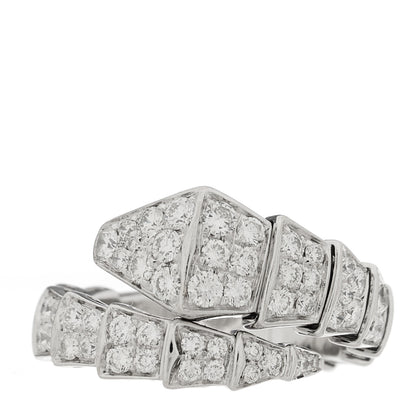Bulgari 18K White Gold Diamond One-Coil Serpenti Viper Ring L 1 of 6