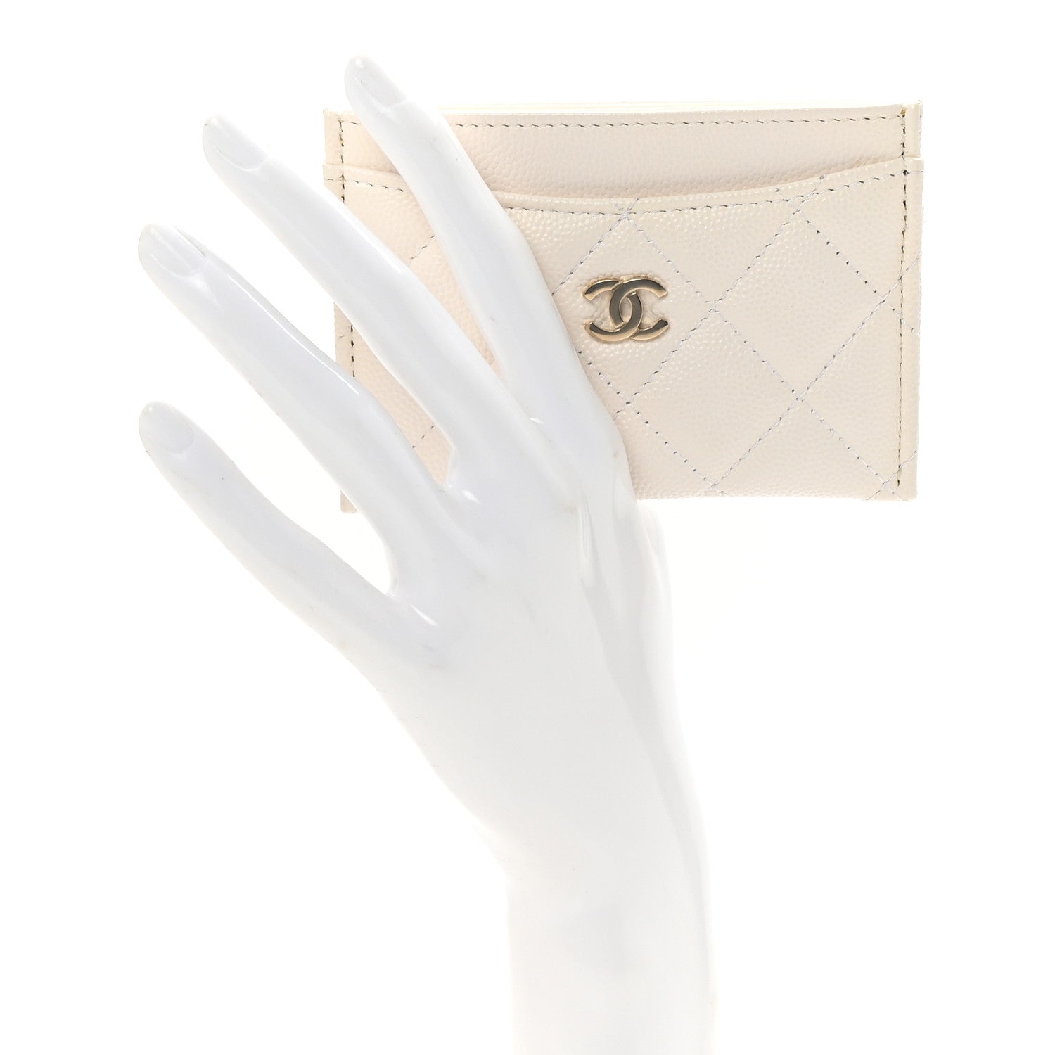 Chanel Caviar Quilted Card Holder White 2 of 9