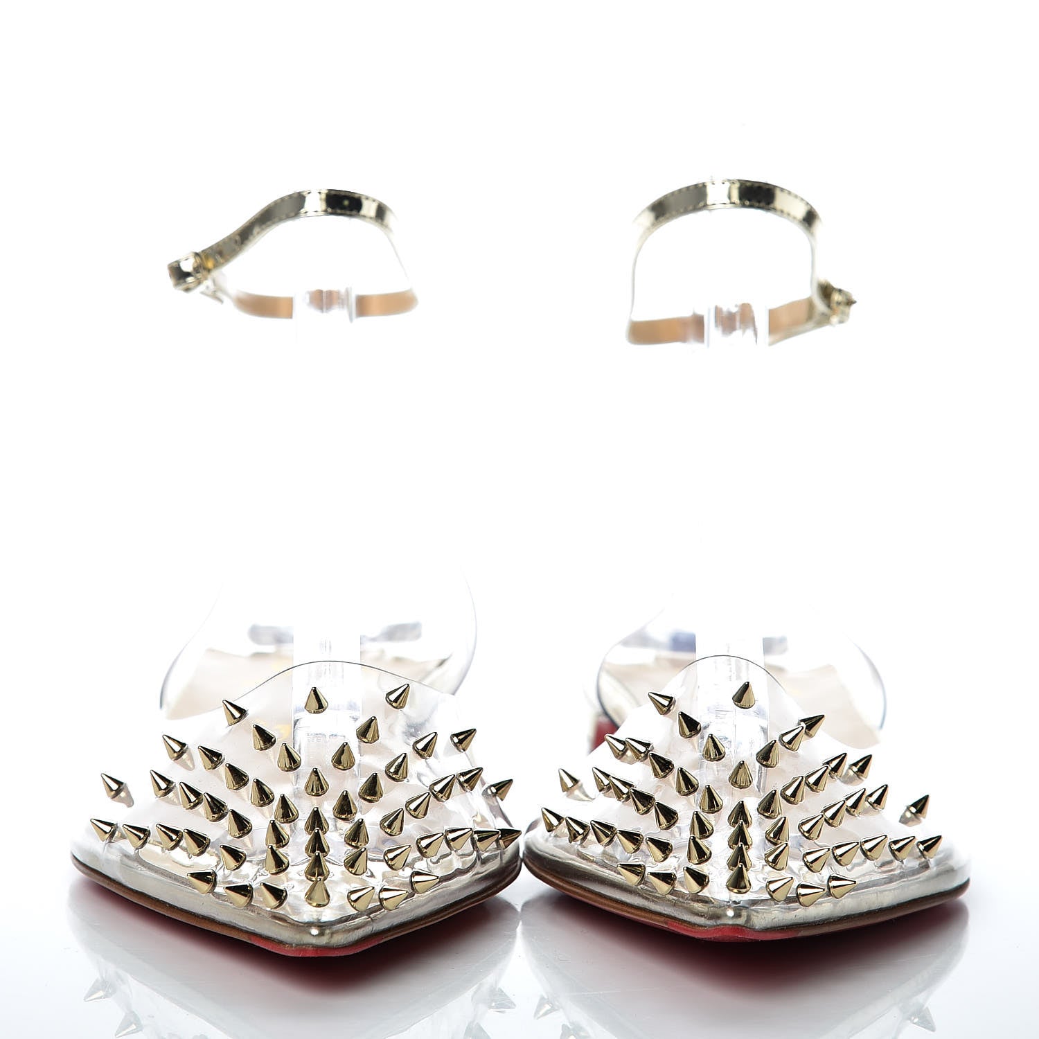 Christian Louboutin PVC Specchio Spikoo Flats 41.5 Light Gold 2 of 8