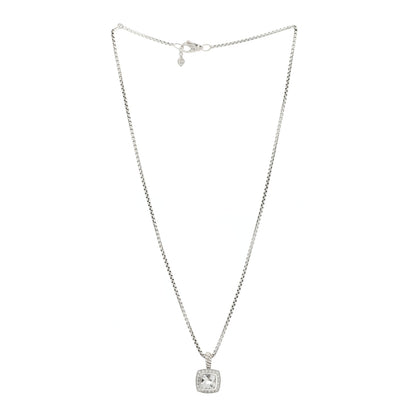 David Yurman Sterling Silver Diamond White Topaz 7mm Petite Albion Pendant Necklace 3 of 6