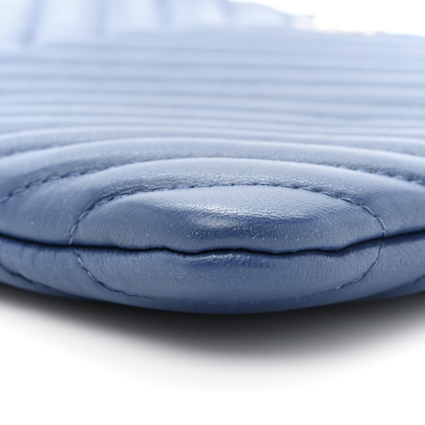 Lambskin Chevron Quilted Charms Medium Cosmetic Case Blue