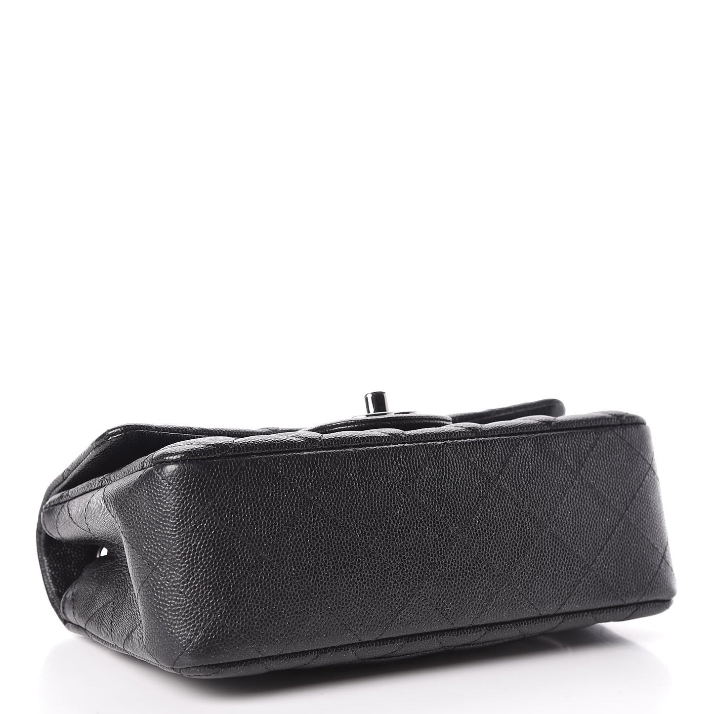 Iridescent Caviar Quilted Mini Rectangular Flap Black
