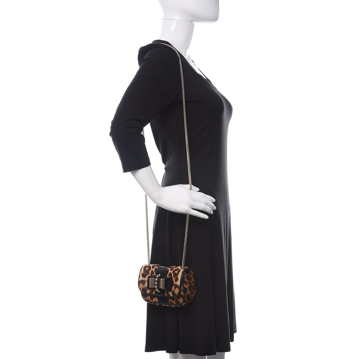 Calf Hair Leopard Print Mini Sweety Charity Crossbody Bag Brown
