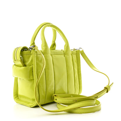 Marc Jacobs Shiny Crinkled Calfskin Mini The Tote Bag Acid Lime 3 of 11