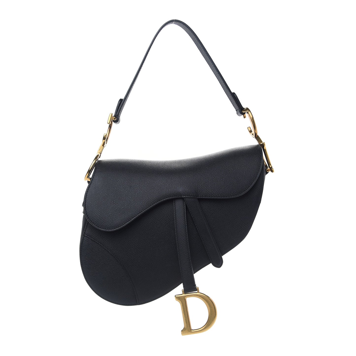 Grained Calfskin Saddle Bag Black