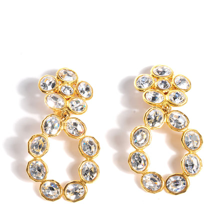 Chanel Crystal Flower Clip On Earrings Gold 1 of 4