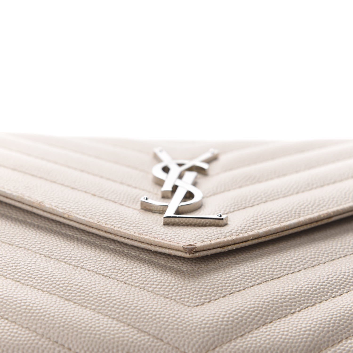 Saint Laurent Grain De Poudre Matelasse Chevron Monogram Chain Wallet Nude Powder 19 of 19