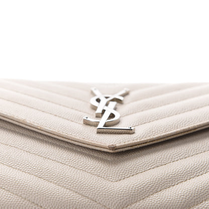 Saint Laurent Grain De Poudre Matelasse Chevron Monogram Chain Wallet Nude Powder 19 of 19