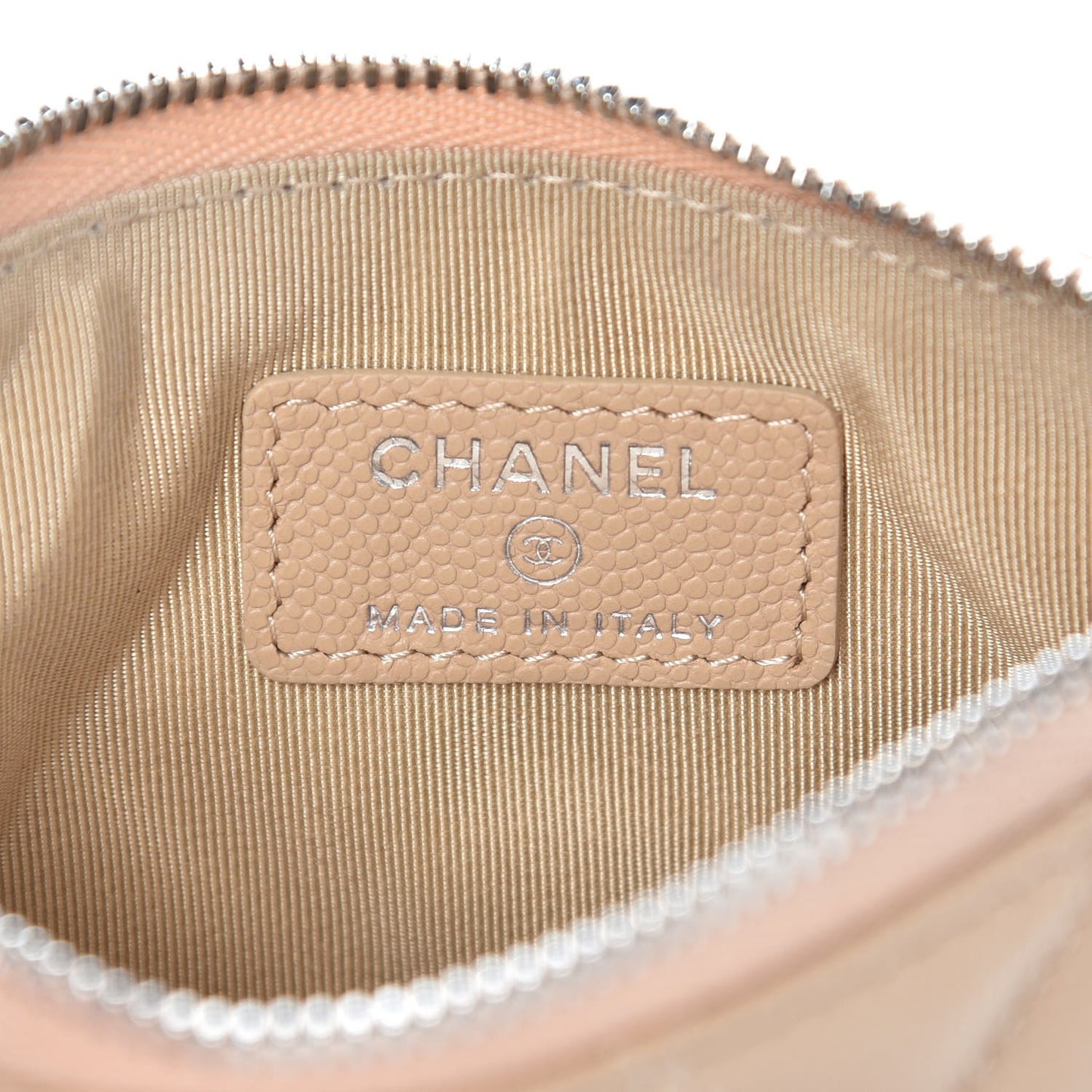 Caviar Quilted Small Cosmetic Case Beige