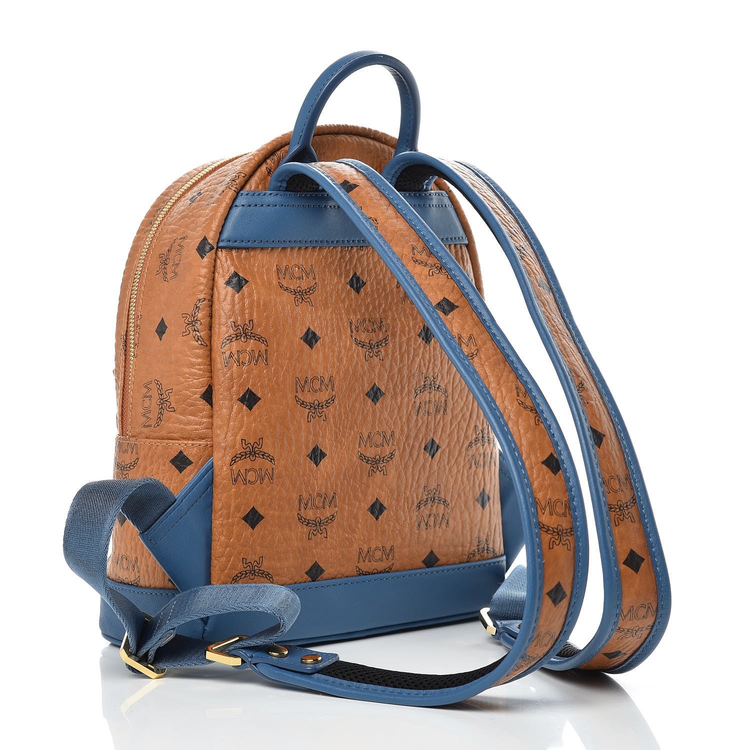 MCM Visetos Mini Stark Backpack Cognac Slate Blue 3 of 10