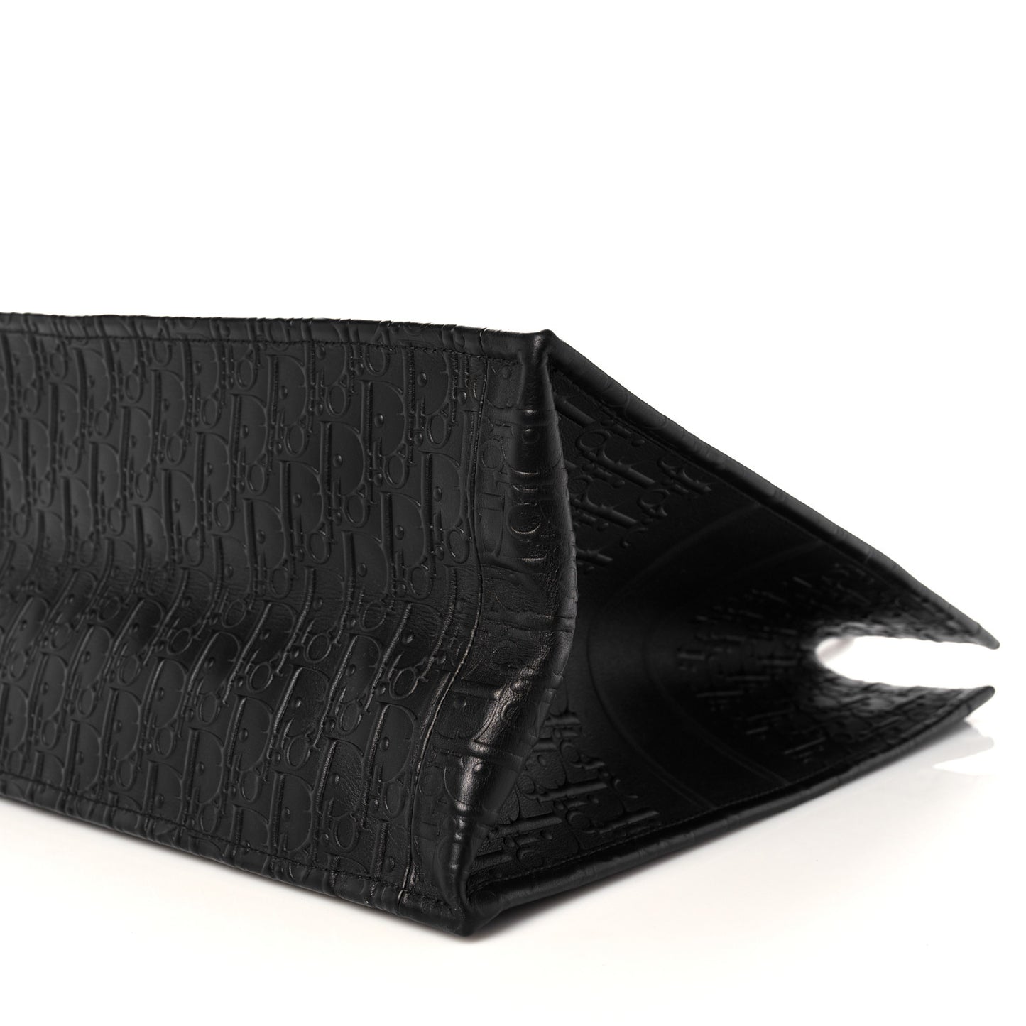 Oblique Calfskin Embossed Large Book Tote Black