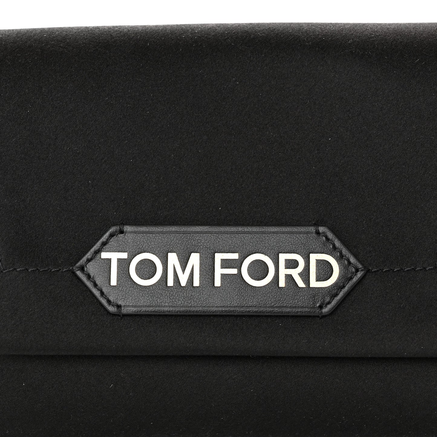 Satin Mini Label Chain Shoulder Bag Black
