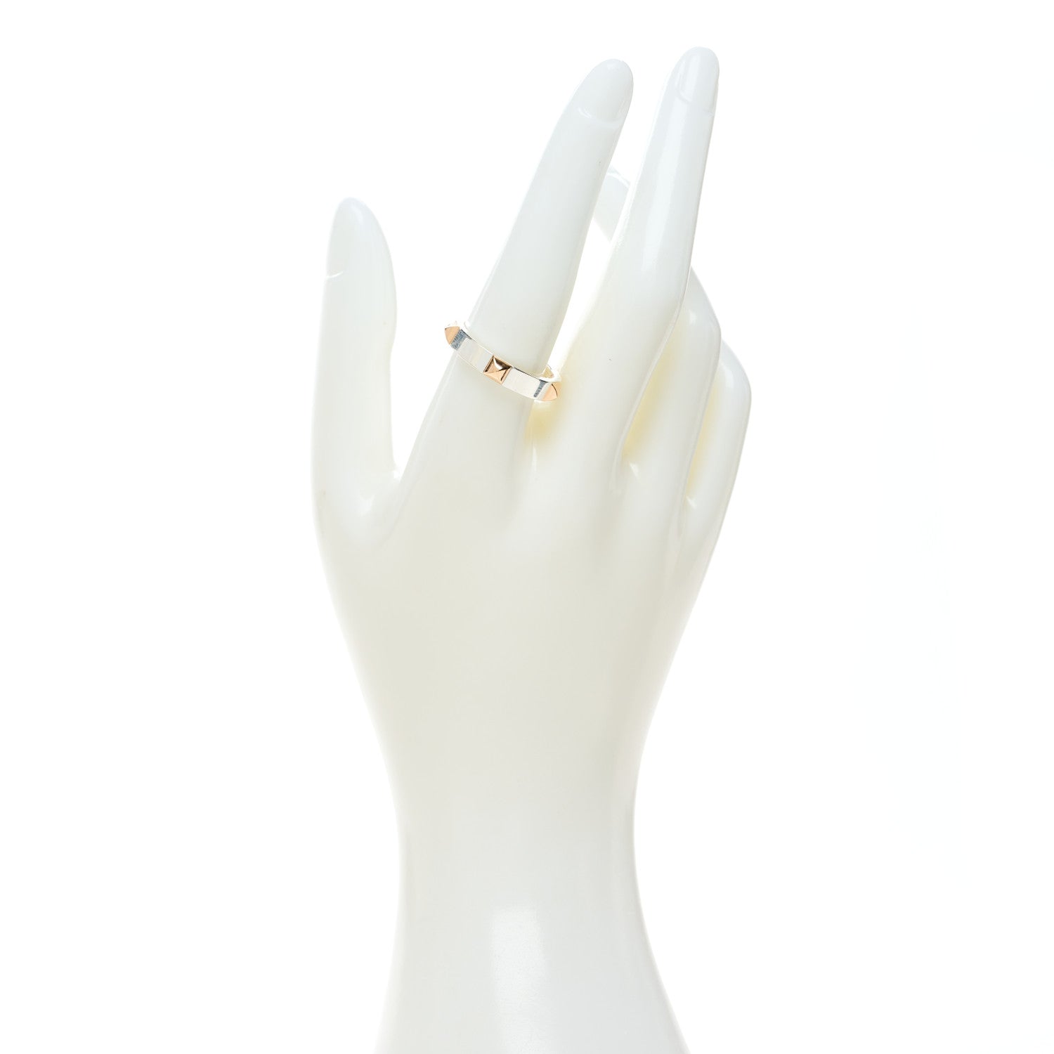 Hermes Sterling Silver 18K Rose Gold Clou d' H Ring 59 8.75 2 of 7