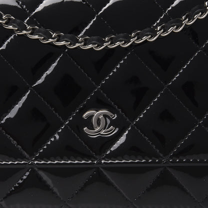Chanel Patent Quilted Wallet On Chain WOC Black 11 of 11