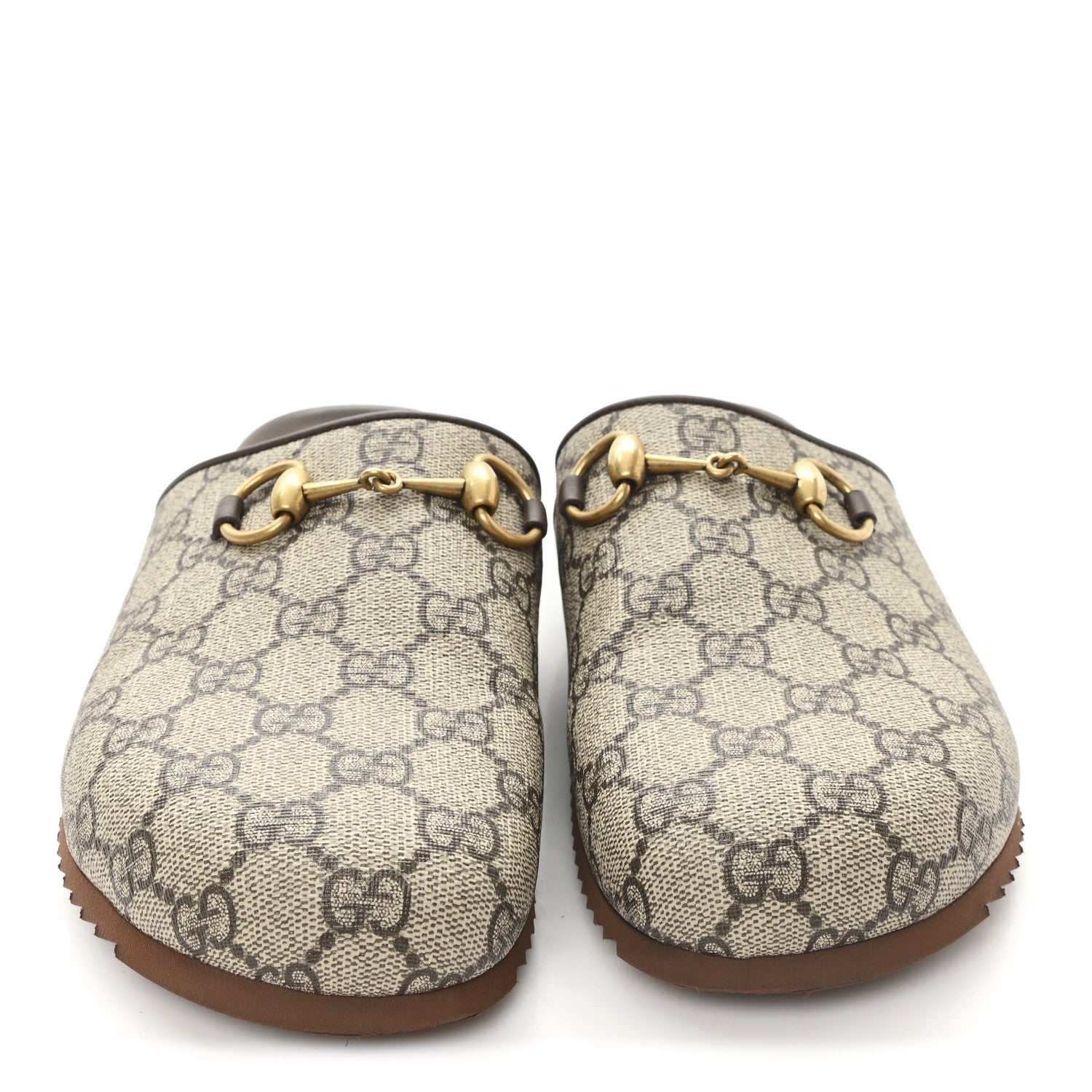 Gucci GG Supreme Monogram Miro Soft Calfskin Womens Horsebit Slippers 37.5 Beige Ebony New Acero 3 of 9