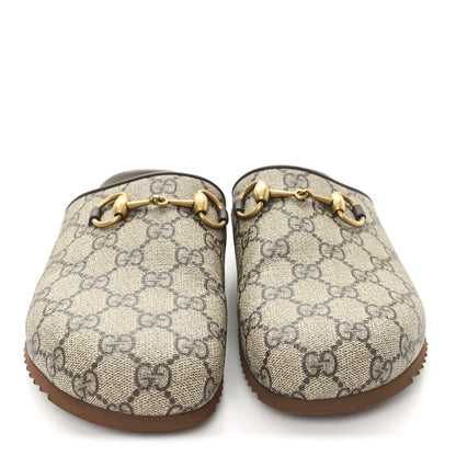 Gucci GG Supreme Monogram Miro Soft Calfskin Womens Horsebit Slippers 37.5 Beige Ebony New Acero 3 of 9