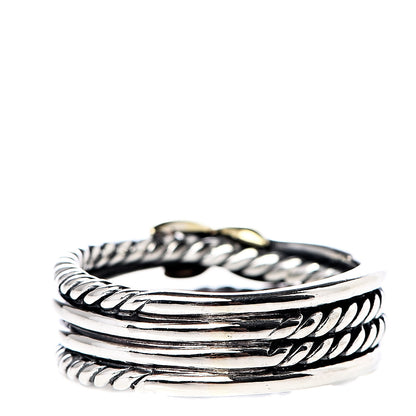 David Yurman Sterling Silver 18K Yellow Gold 6mm X Crossover Ring 50 5.25 3 of 4